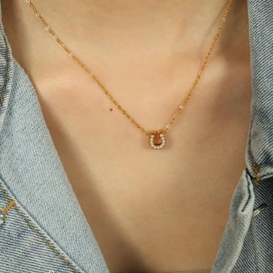 Pearl HorseShoe Pendant Necklace