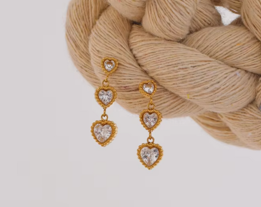 3 Layer Heart Drop Earrings