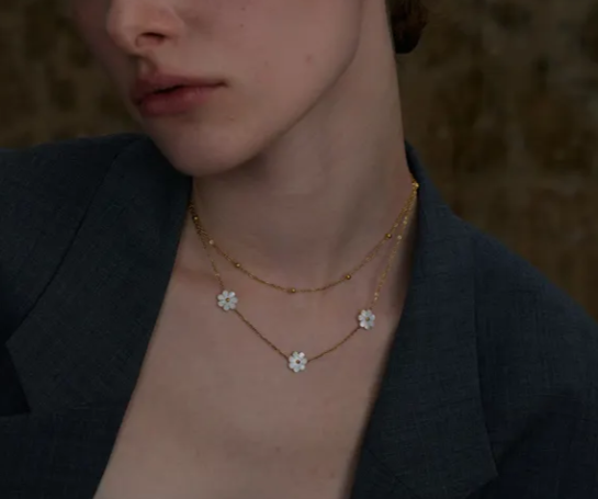 Double Layered Shell Flower Necklace