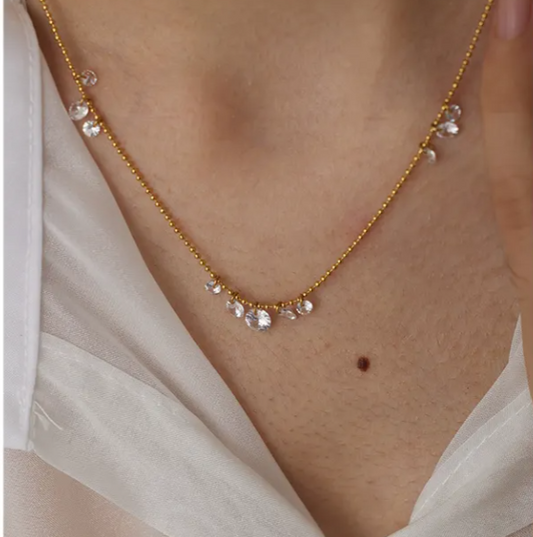 3 Sided Zircon Necklace