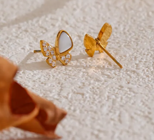 Pretty Shell Butterfly Studs