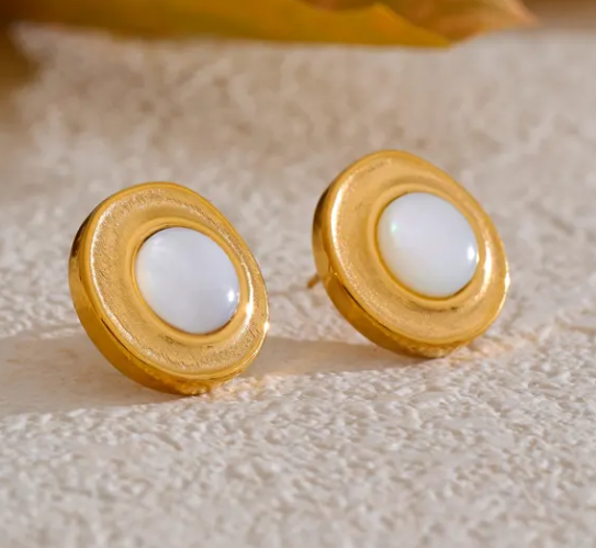 Vintage White Shell Studs
