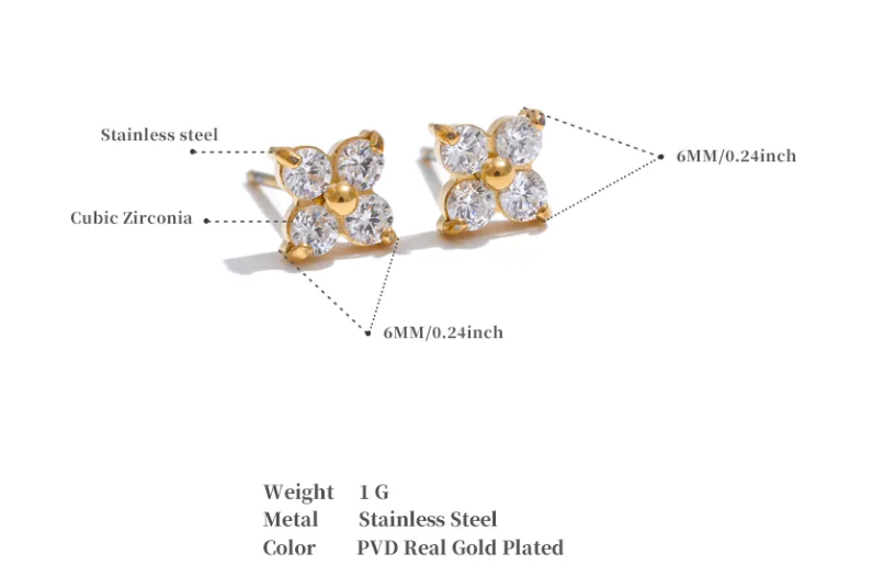 Zircon 4 Petals Studs