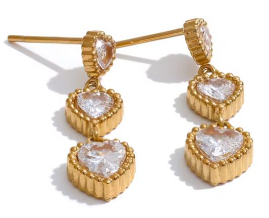 3 Layer Heart Drop Earrings