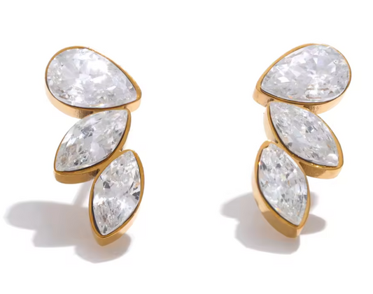 Three Wing Zircon Earrings