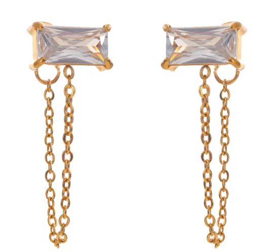Chain drop Cubic Zircon earrings