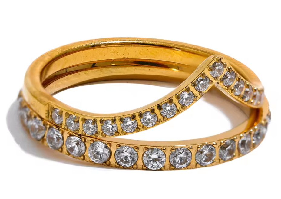 Double layer thin engagement ring