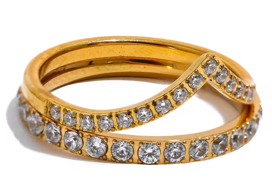 Double layer thin engagement ring