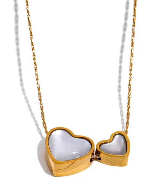 Mom and me heart necklace