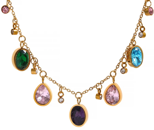 Colouful CZ drop necklace