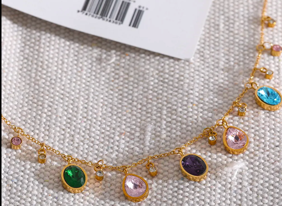 Colouful CZ drop necklace