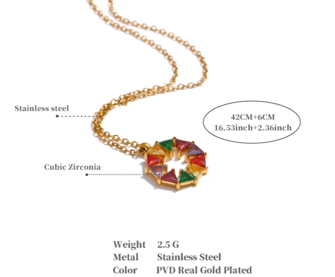 Colourful Circular Pendant Necklace