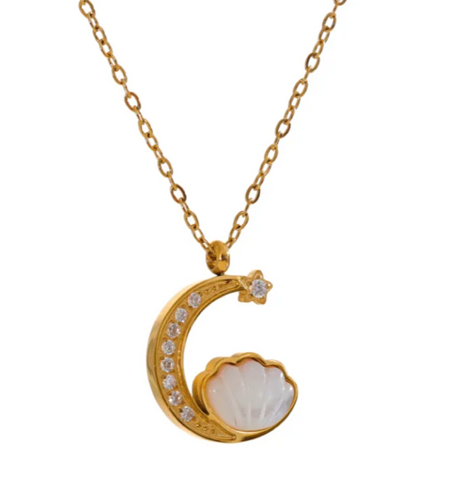 Shell Moon Pendant Necklace