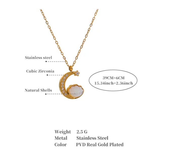 Shell Moon Pendant Necklace