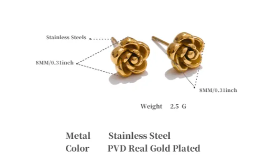 Dainty Rose Stud Earrings