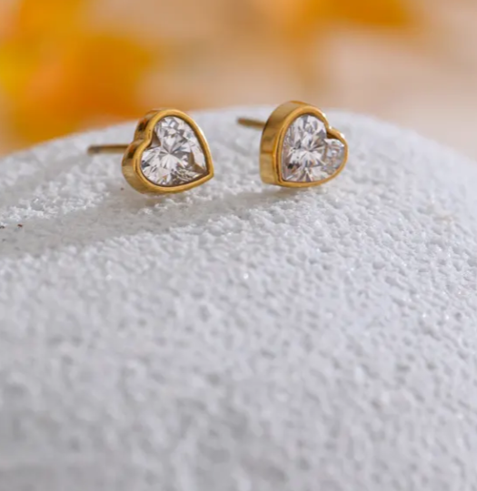 Dainty Zircon Heart Earrings
