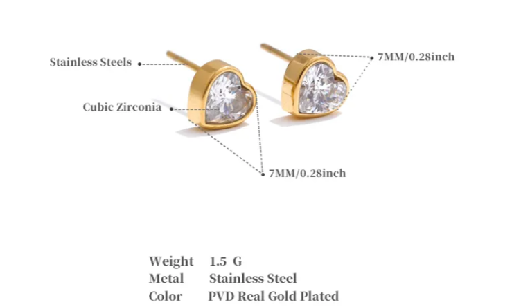 Dainty Zircon Heart Earrings