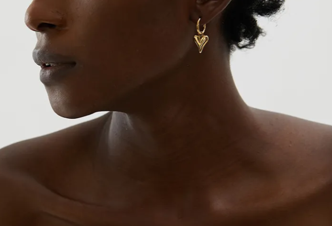 Heart Pendant Huggie Earrings