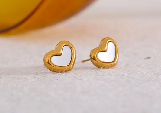 Mini Heart Shell Stud Earrings