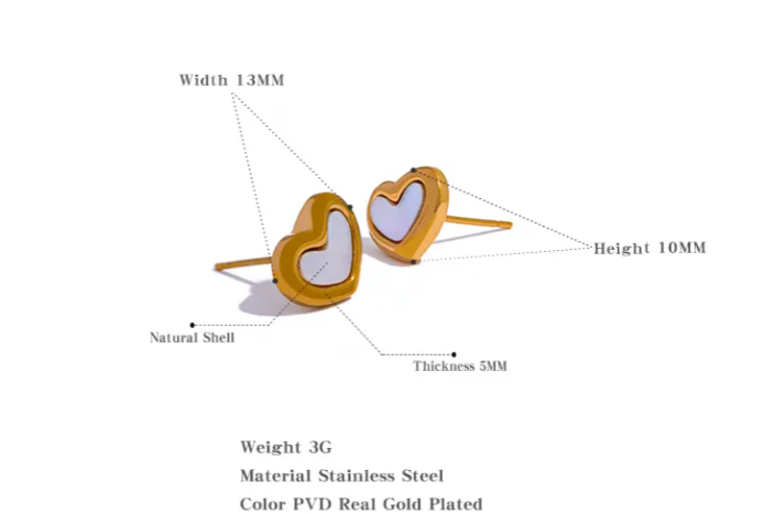 Mini Heart Shell Stud Earrings