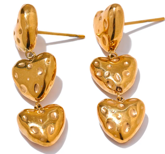 Vintage Hammered Heart Dangle Earrings