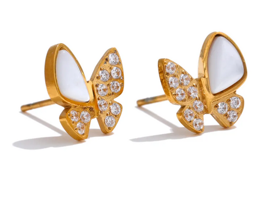 Pretty Shell Butterfly Studs