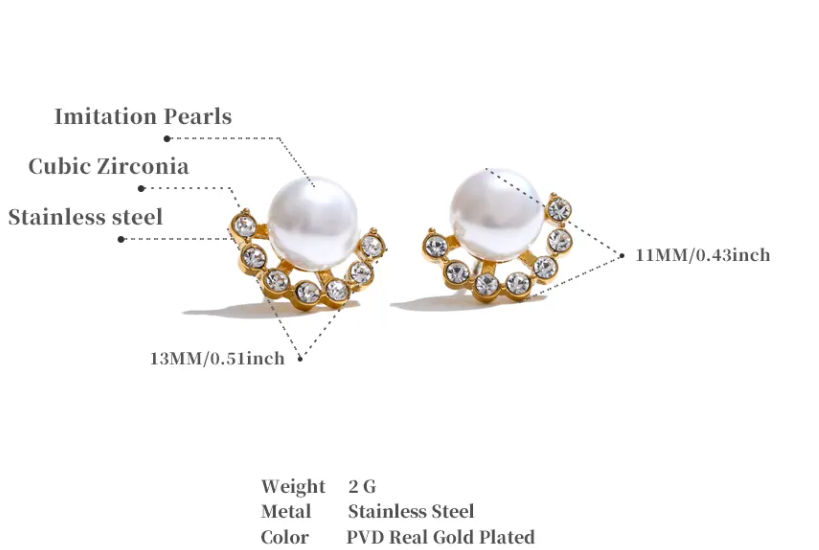 Pearl On Zircon Flower Studs
