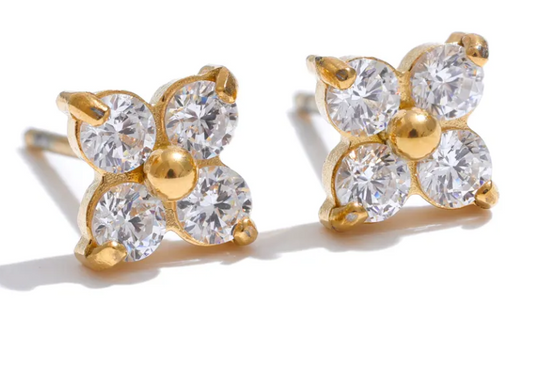 Zircon 4 Petals Studs