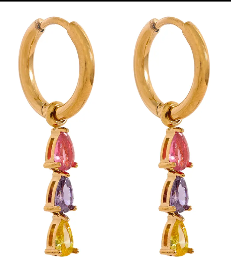 Colourful Water Drop Hoop Earrings