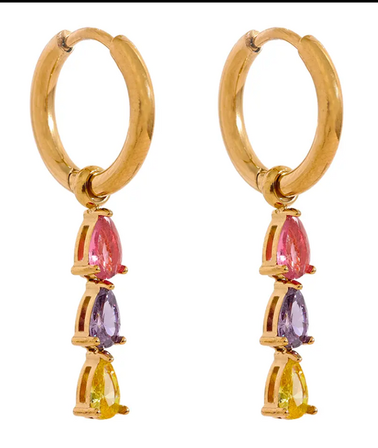 Colourful Water Drop Hoop Earrings
