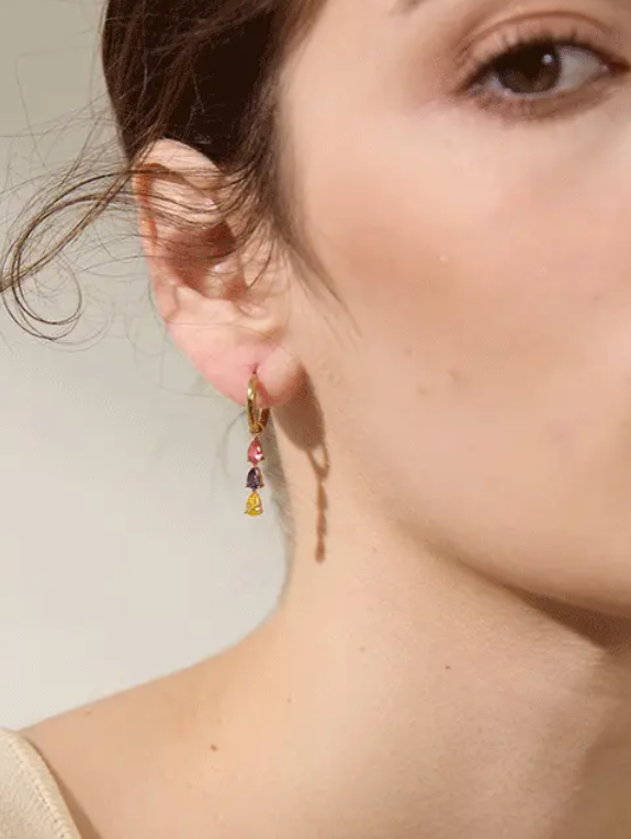 Colourful Water Drop Hoop Earrings