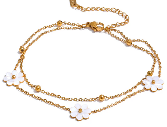 Shell Flower Double Layer Chain Bracelet