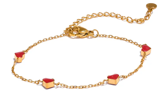 Red Heart Chain Bracelet