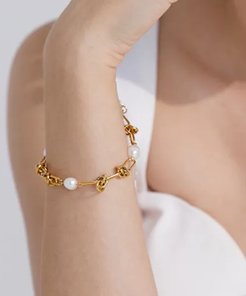 The Knot & Pearl Chain Bracelet