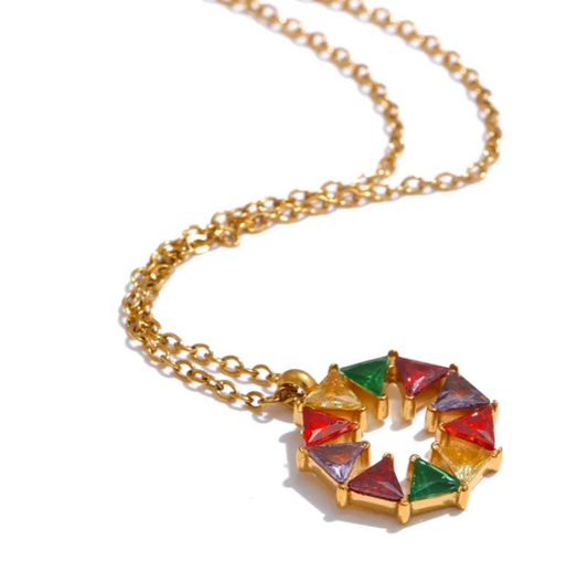 Colourful Circular Pendant Necklace