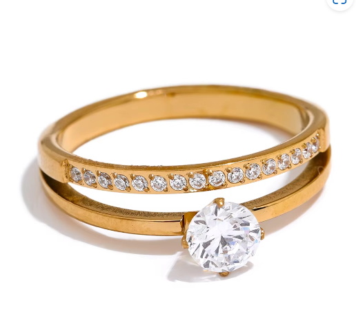 Single Solitaire Double Ring
